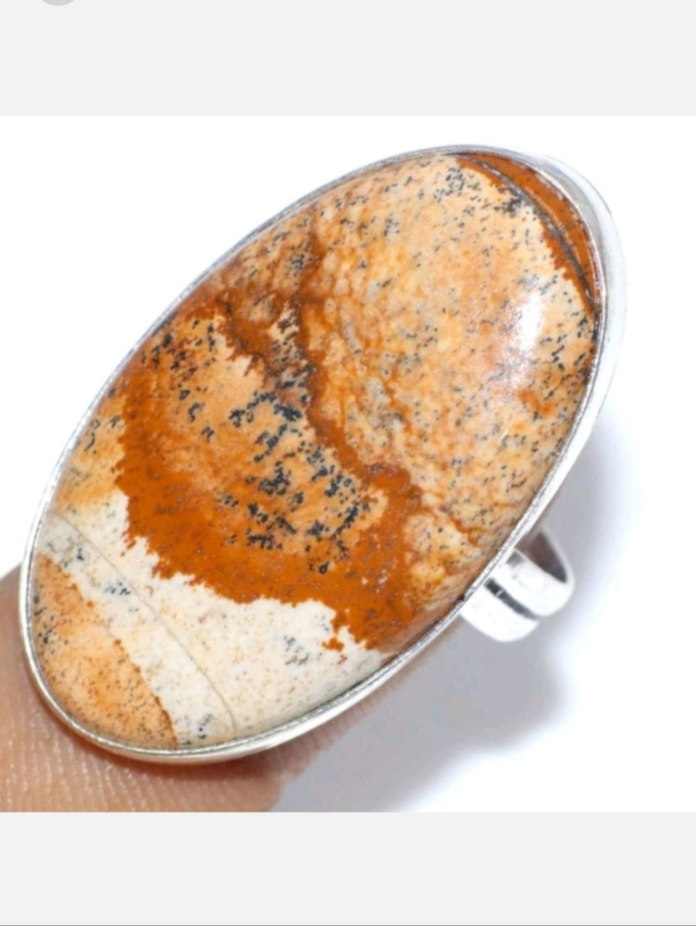Picture Jasper Gemstone Jewelry 925 Sterling Silver Handmade Ring